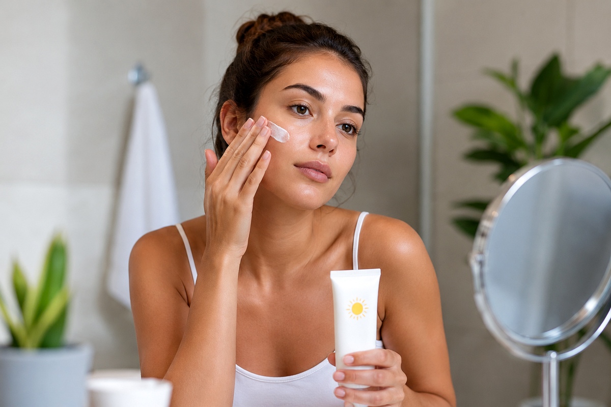 Aplicación correcta de protector solar facial como ejemplo para elegir una textura adecuada según la rutina diaria