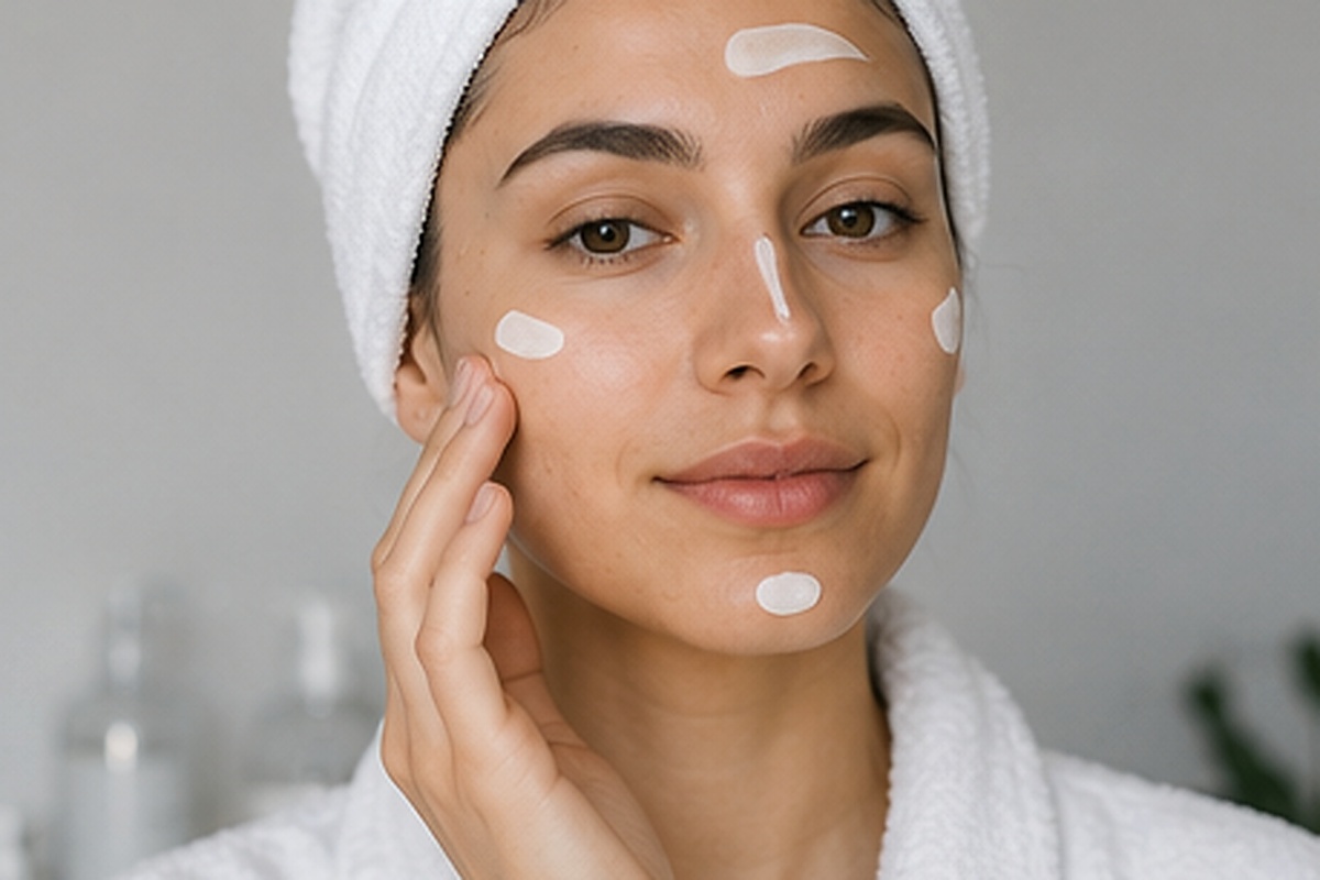Aplicación de crema facial oil free para piel grasa