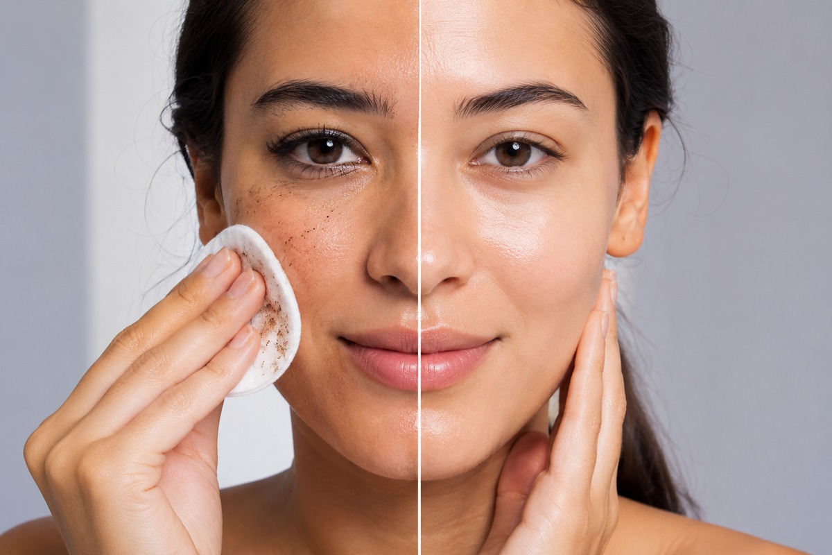 Doble limpieza facial antes y después